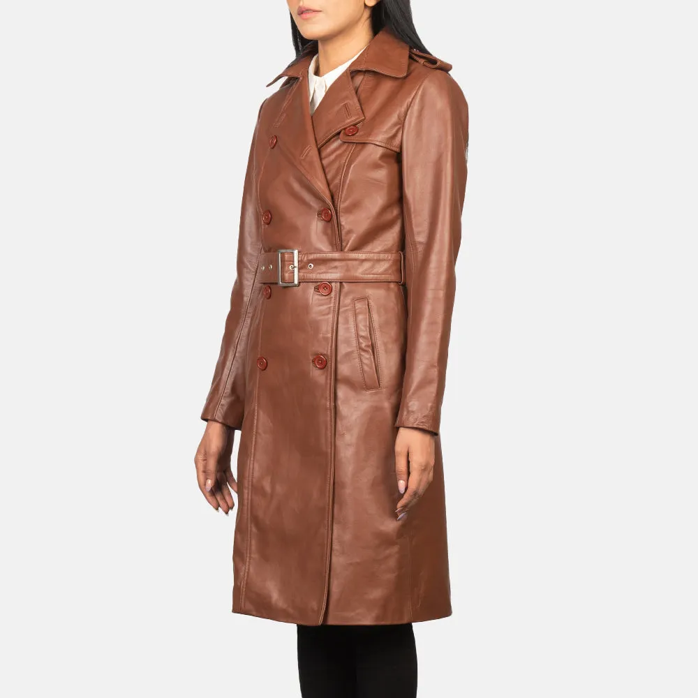 Plucky Double Breasted Leather Coat