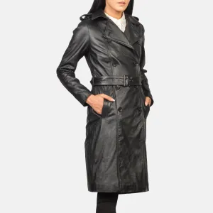 Plucky Double Breasted Leather Coat