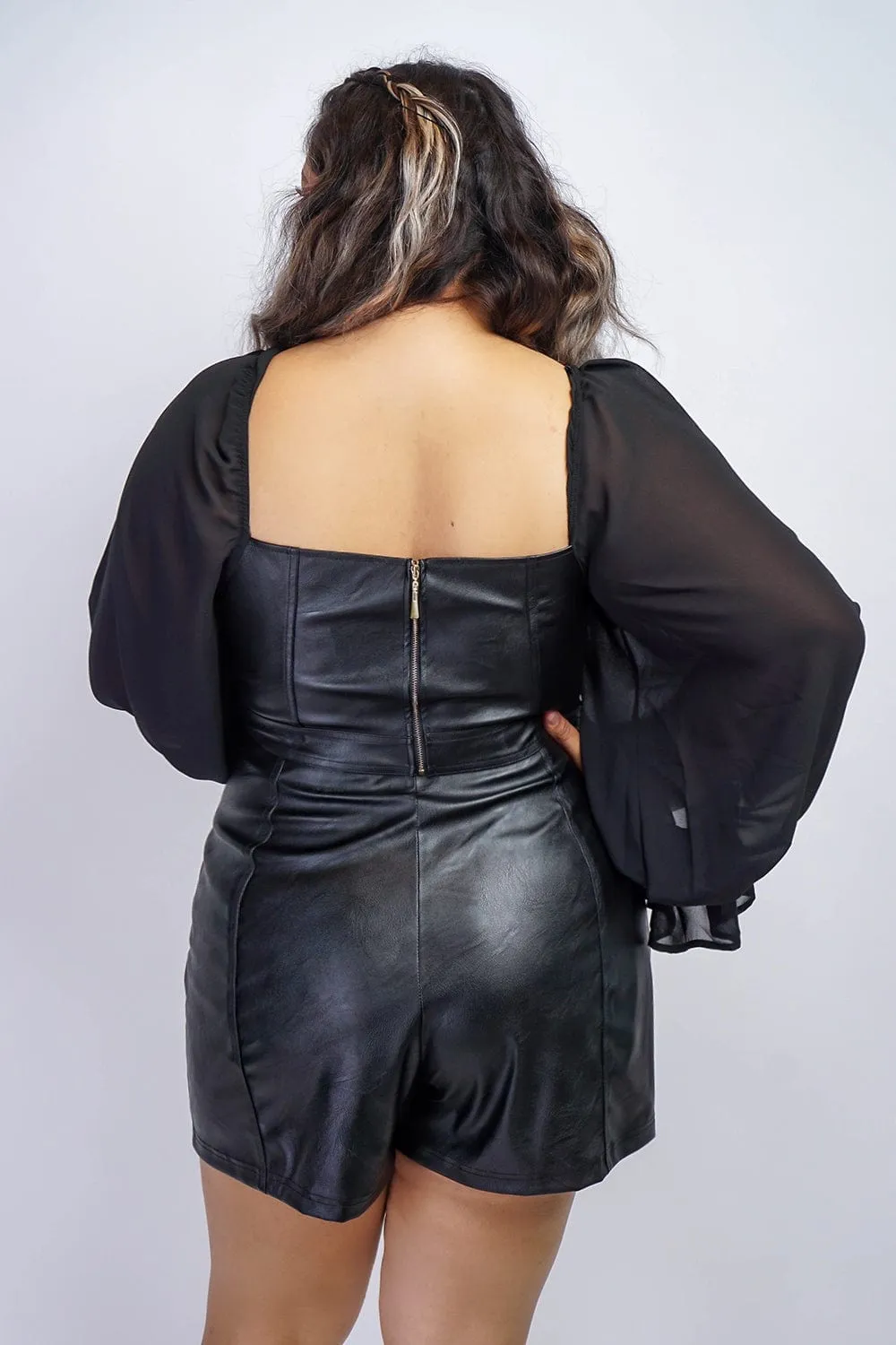 Plus Faux Leather Gold Button Shorts