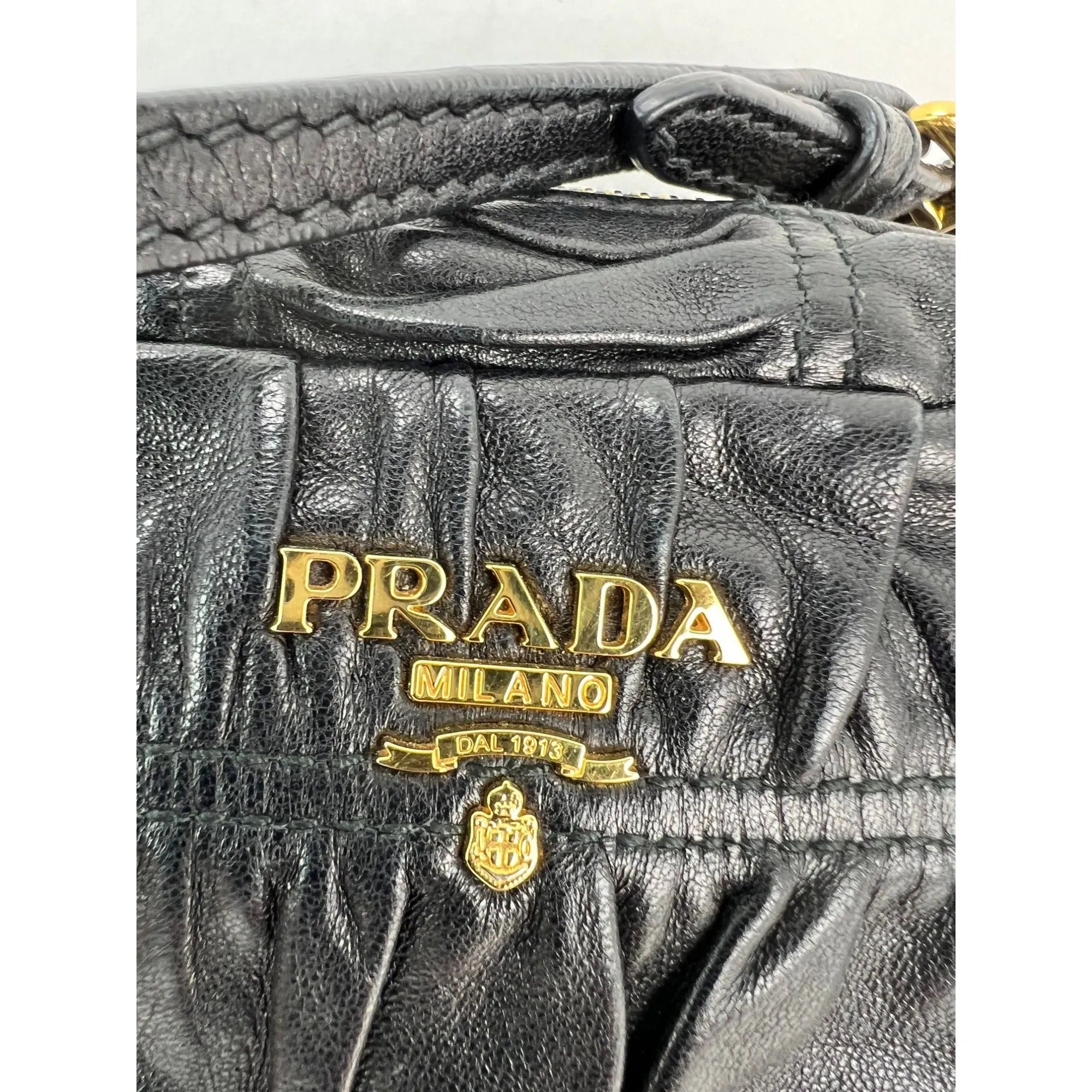 Prada Napa Gaufre Argilla Mini Leather Zip Top Crossbody Bag