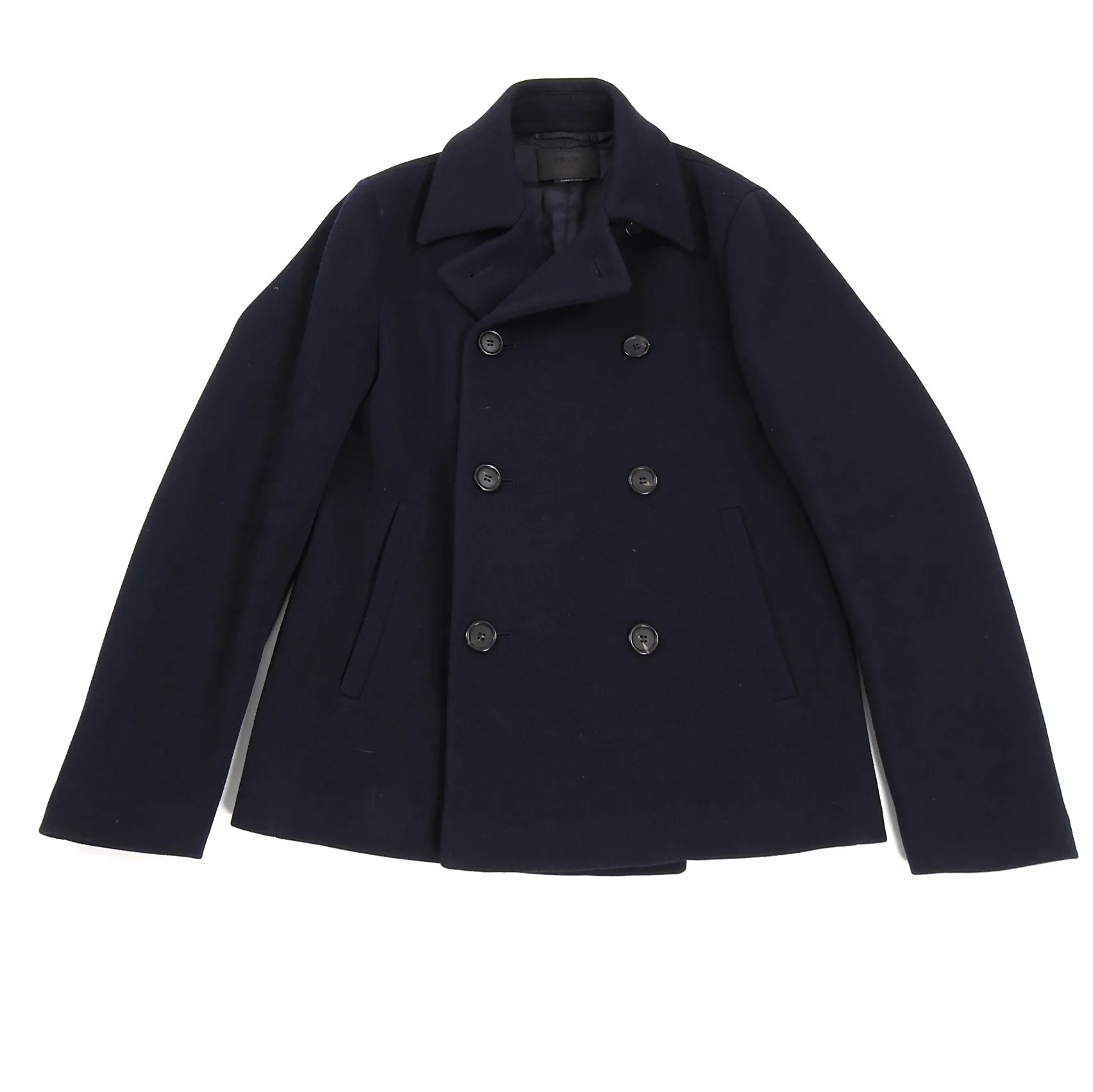 Prada Thick Navy Wool Peacoat - M