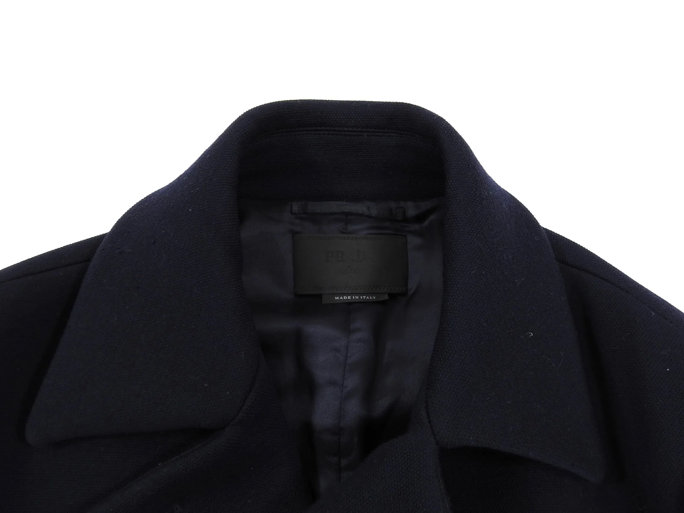 Prada Thick Navy Wool Peacoat - M