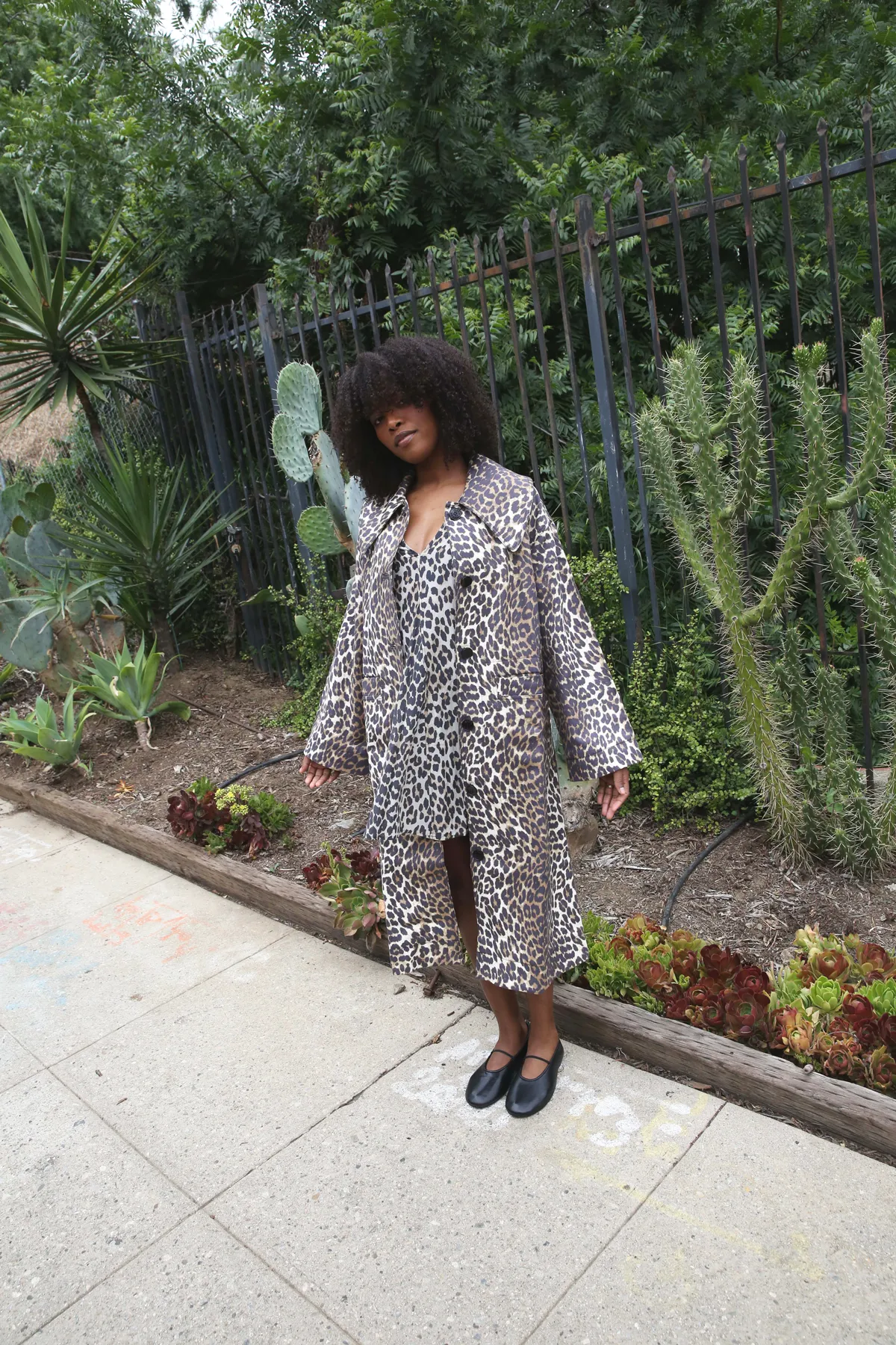 Printed Canvas Coat - Almond Milk