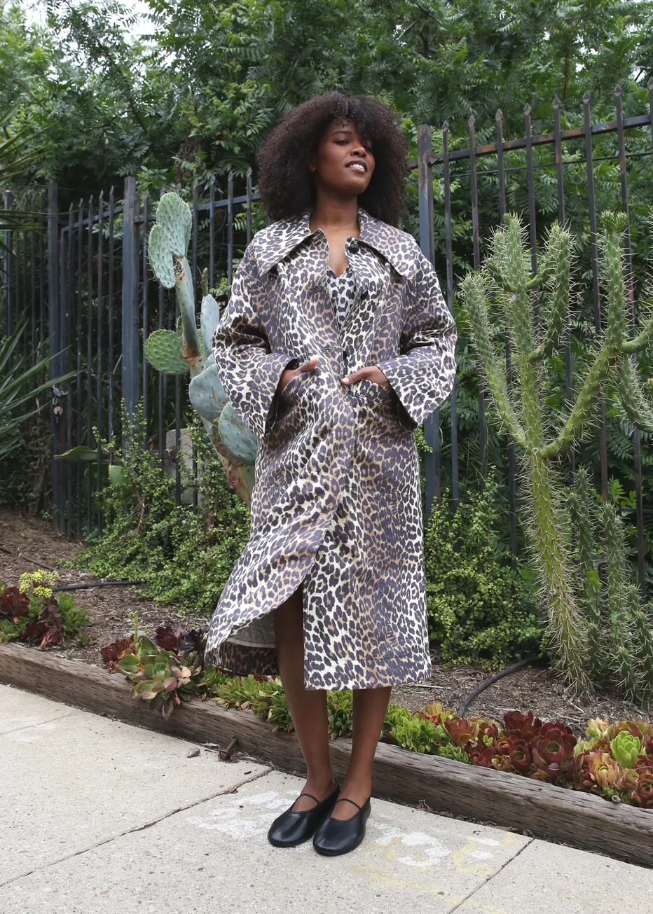 Printed Canvas Coat - Almond Milk