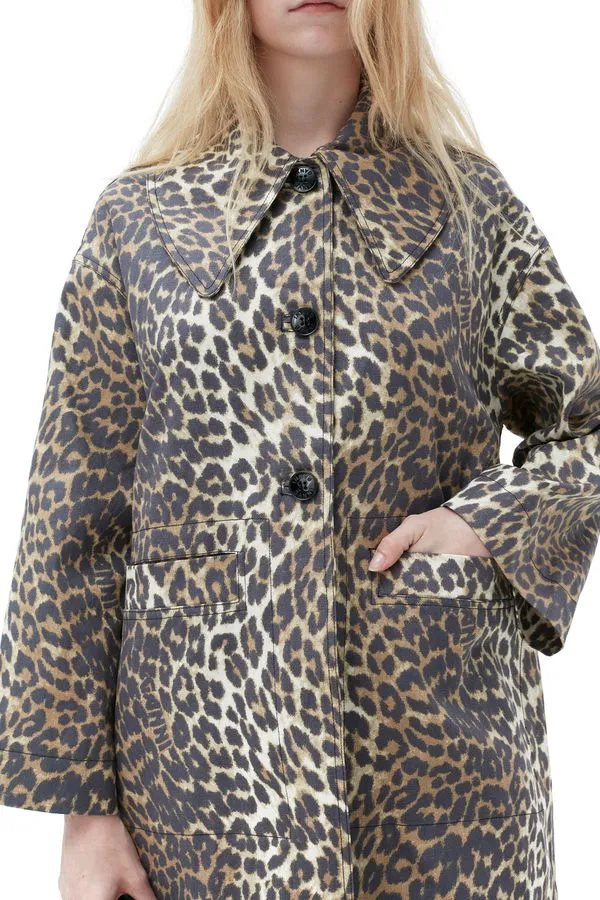 Printed Canvas Coat - Almond Milk
