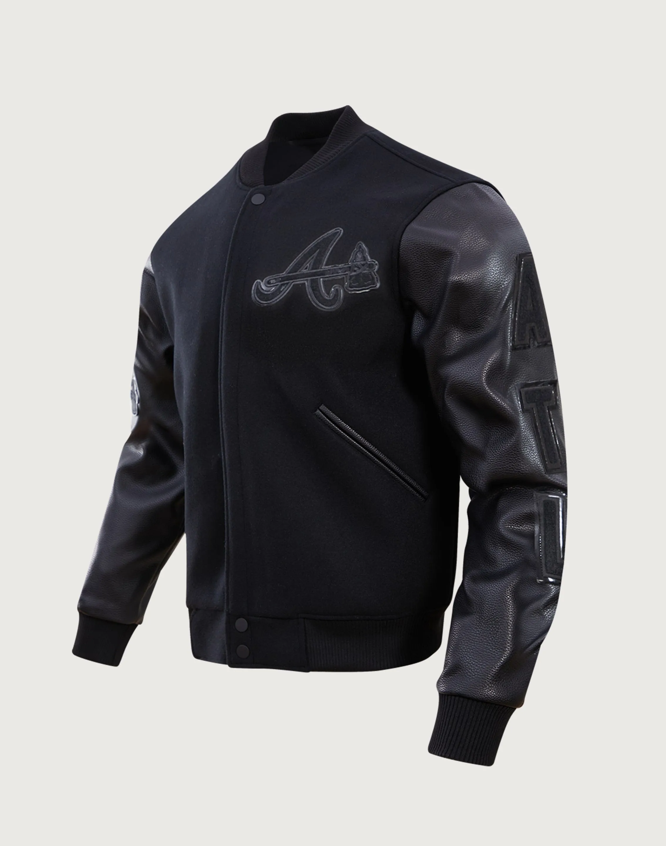 Pro Standard Atlanta Braves Triple Black Varsity Jacket