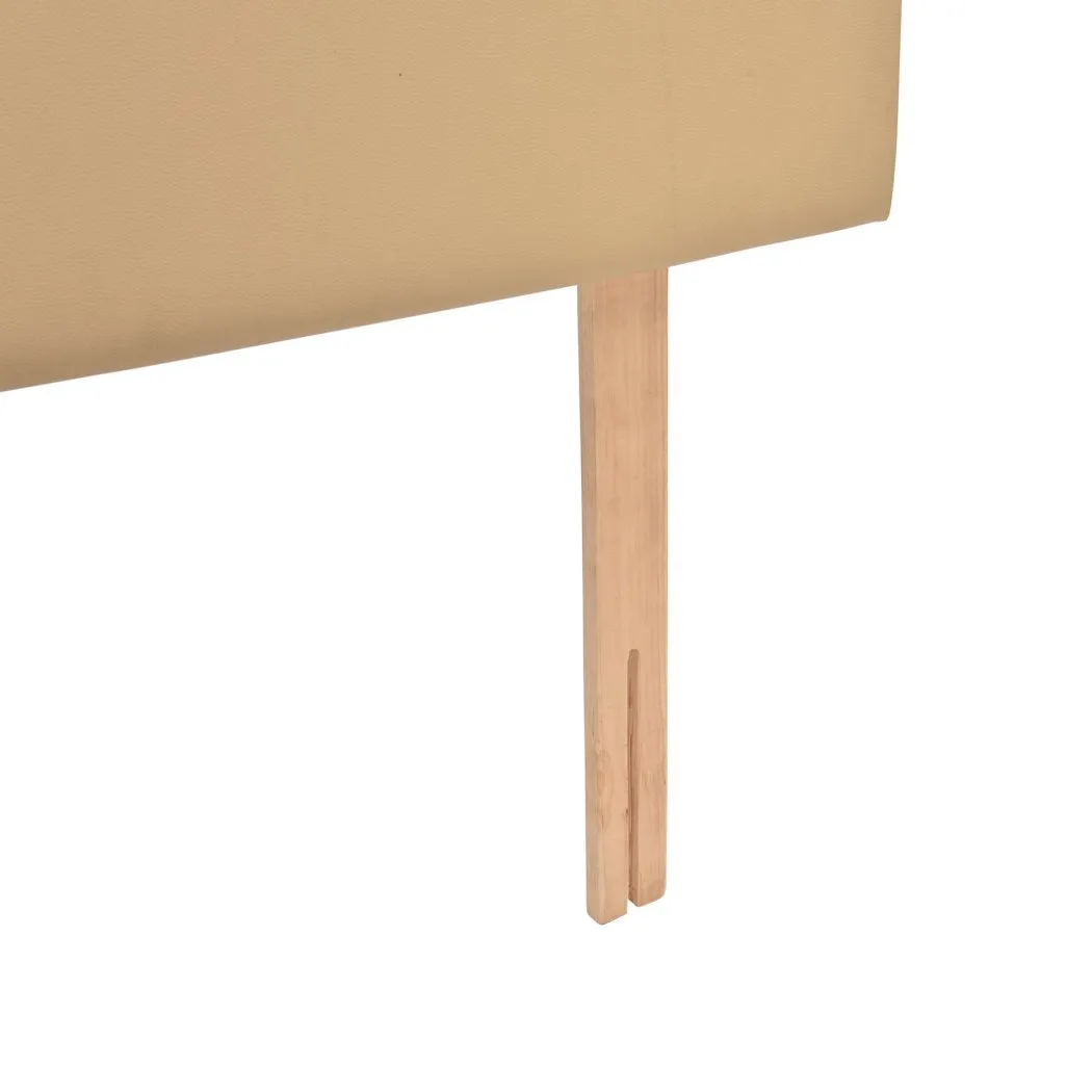 PU Leather Bed Headboard with Wooden Legs in Queen Size in Cream Colour