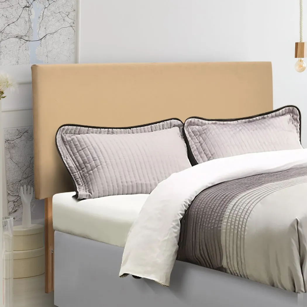 PU Leather Bed Headboard with Wooden Legs in Queen Size in Cream Colour
