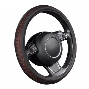 Pu Leather Car Steering Wheel Cover With Red/Blue Dot