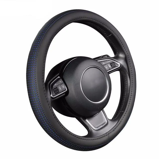 Pu Leather Car Steering Wheel Cover With Red/Blue Dot