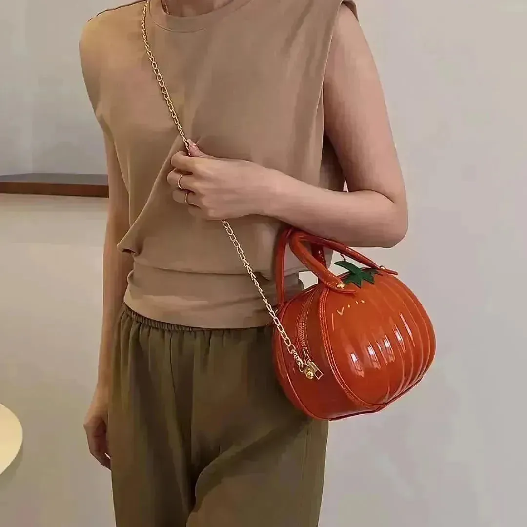 Pumpkin Shaped Satchel Novelty Crossbody Bag