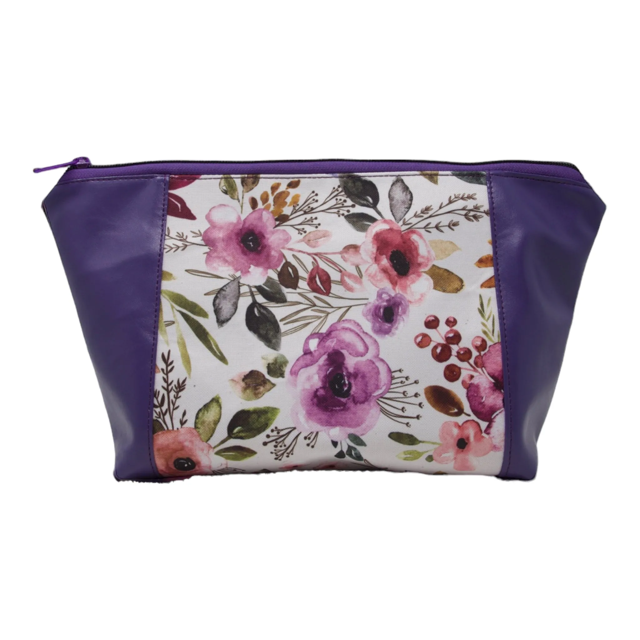 Purple Floral Makeup Bag