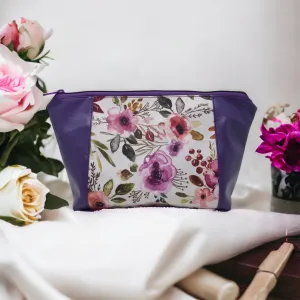 Purple Floral Makeup Bag