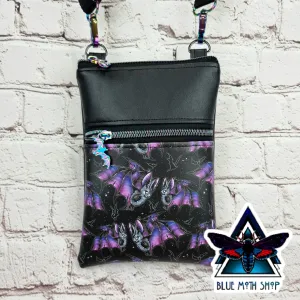 Purple Skeleton Bat Faux Leather Phone Crossbody Phone Bag