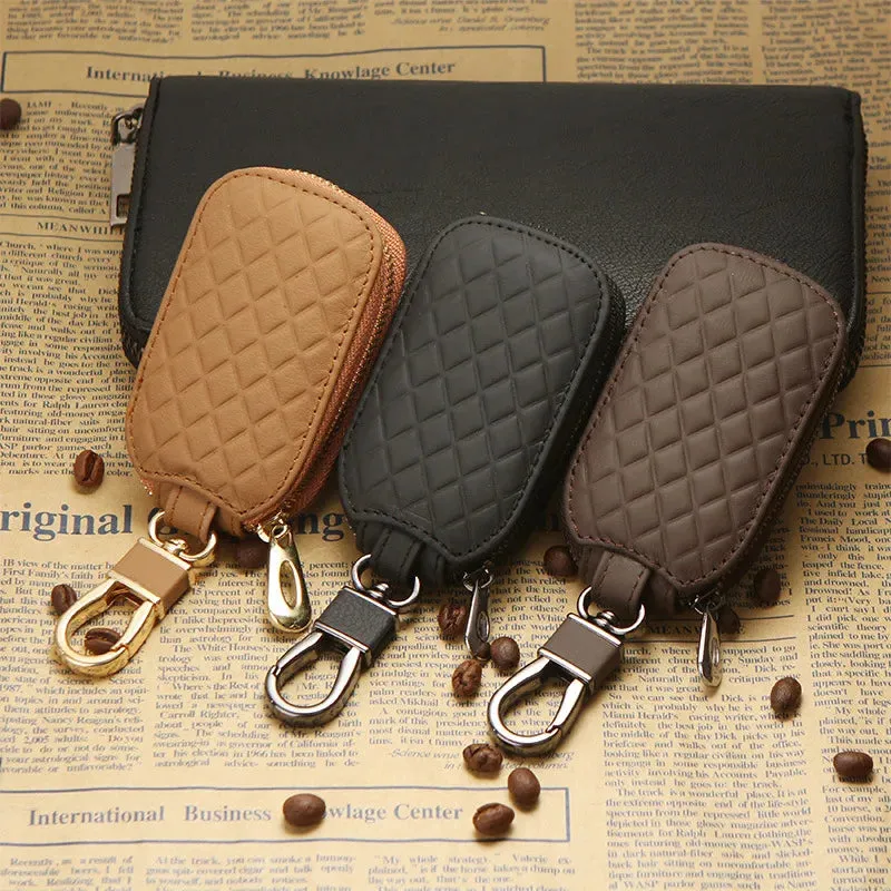Quilted Leather Car Key Case