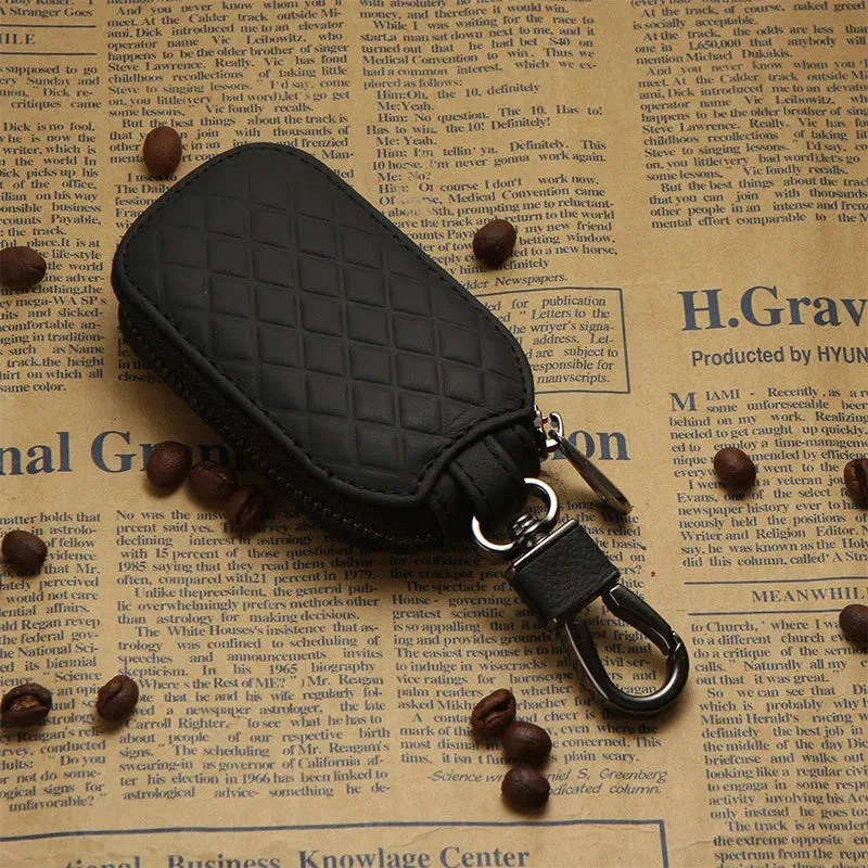 Quilted Leather Car Key Case