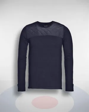 Quilted Nylon Sweater Navy