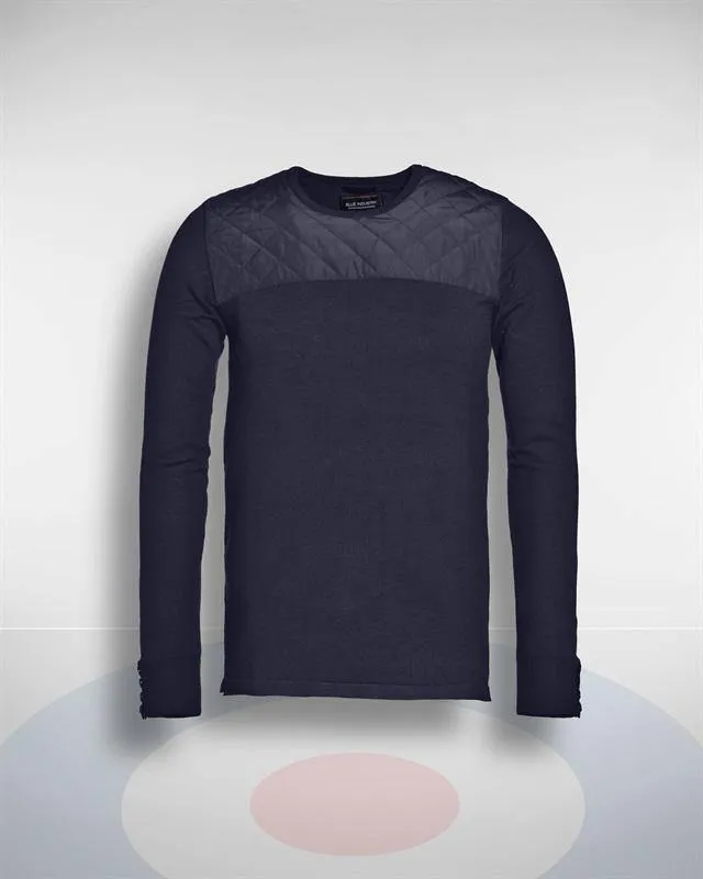 Quilted Nylon Sweater Navy