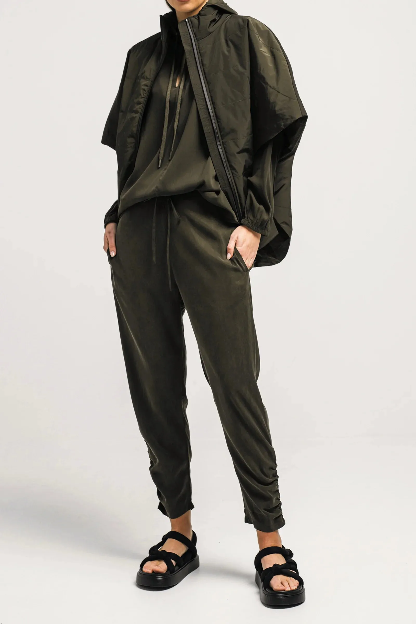 Quilted Zip Front Vest Collodi Olive