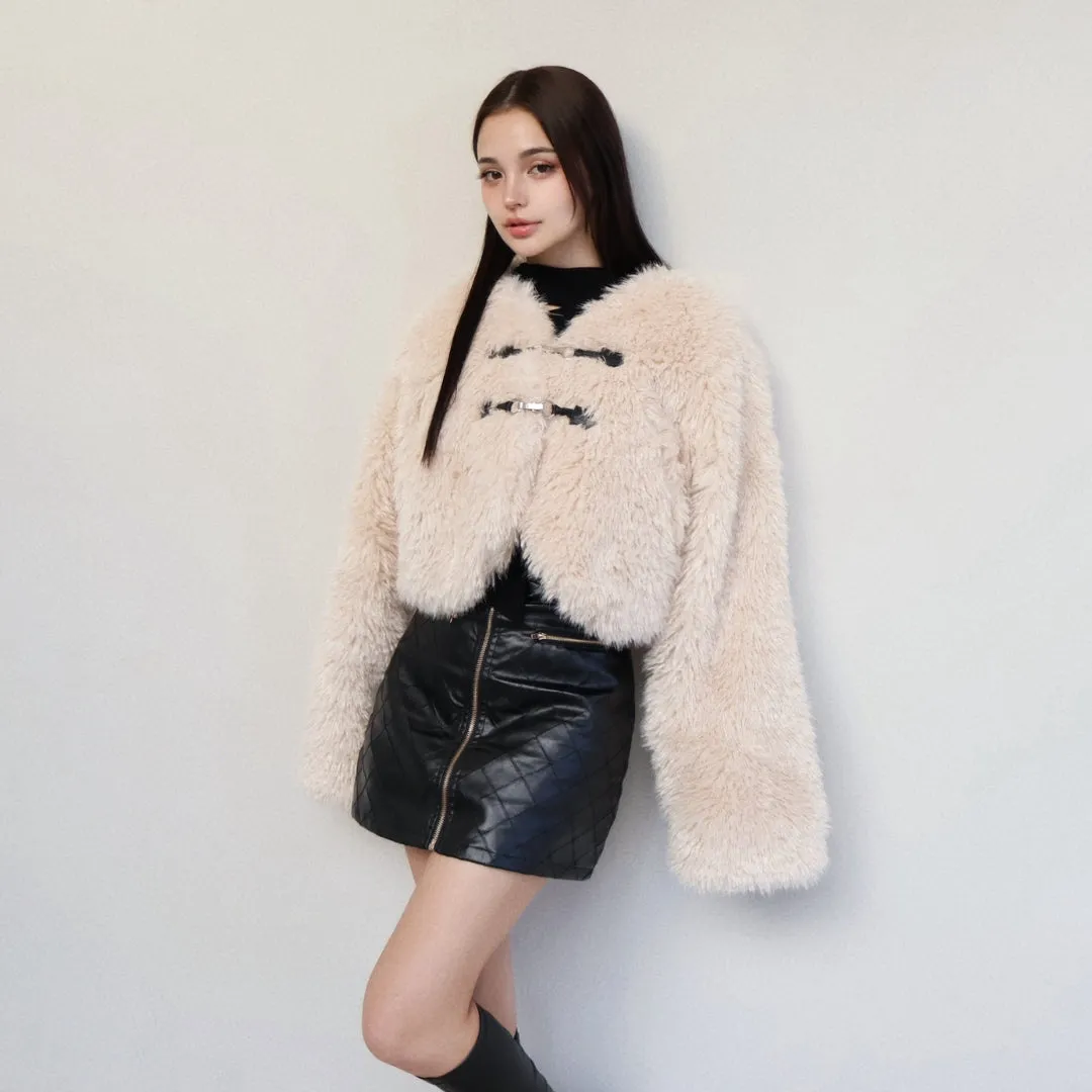 Quilted zipped leather miniskirt