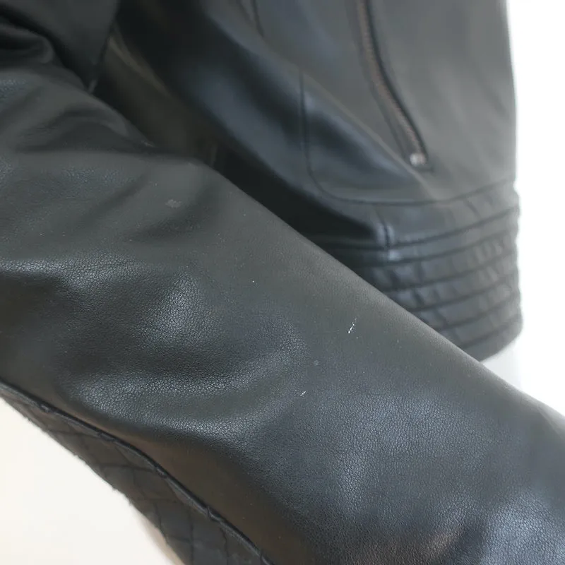 Rag & Bone Leather Quilted-Sleeve Jacket Black Size 6