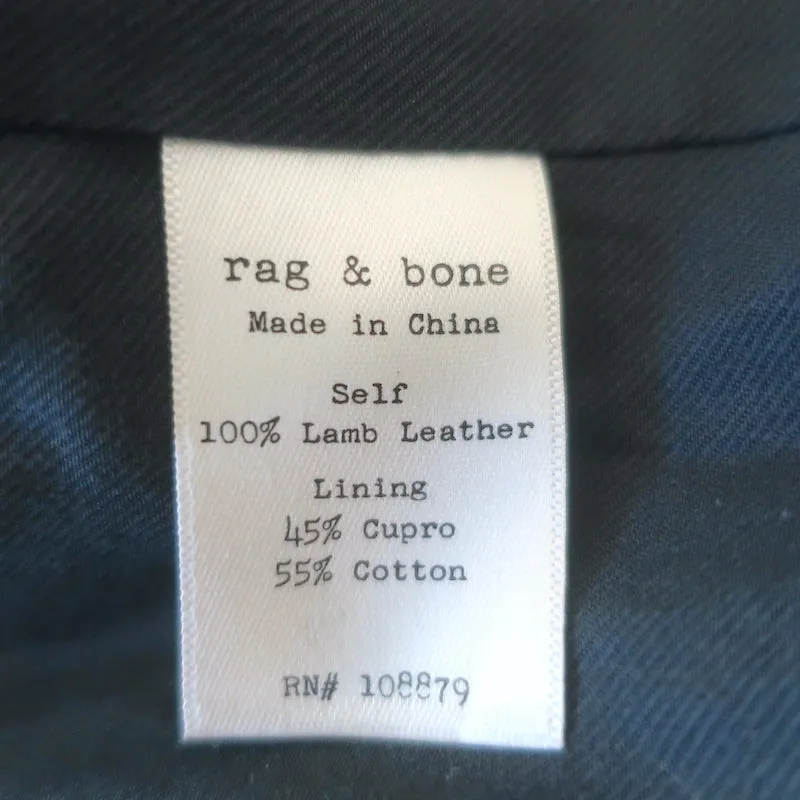 Rag & Bone Leather Quilted-Sleeve Jacket Black Size 6