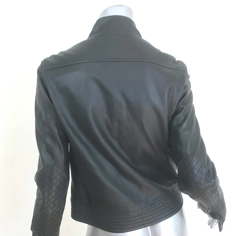 Rag & Bone Leather Quilted-Sleeve Jacket Black Size 6