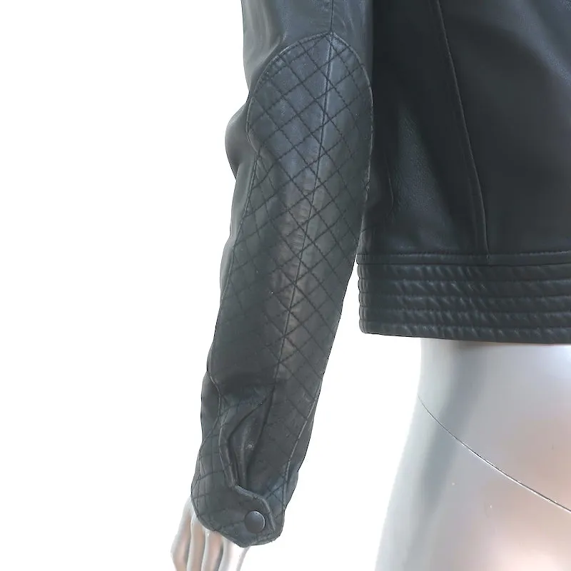 Rag & Bone Leather Quilted-Sleeve Jacket Black Size 6