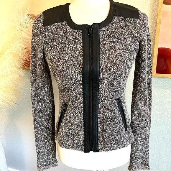 Rag &amp; Bone Cardigan Sweater with Leather Accents