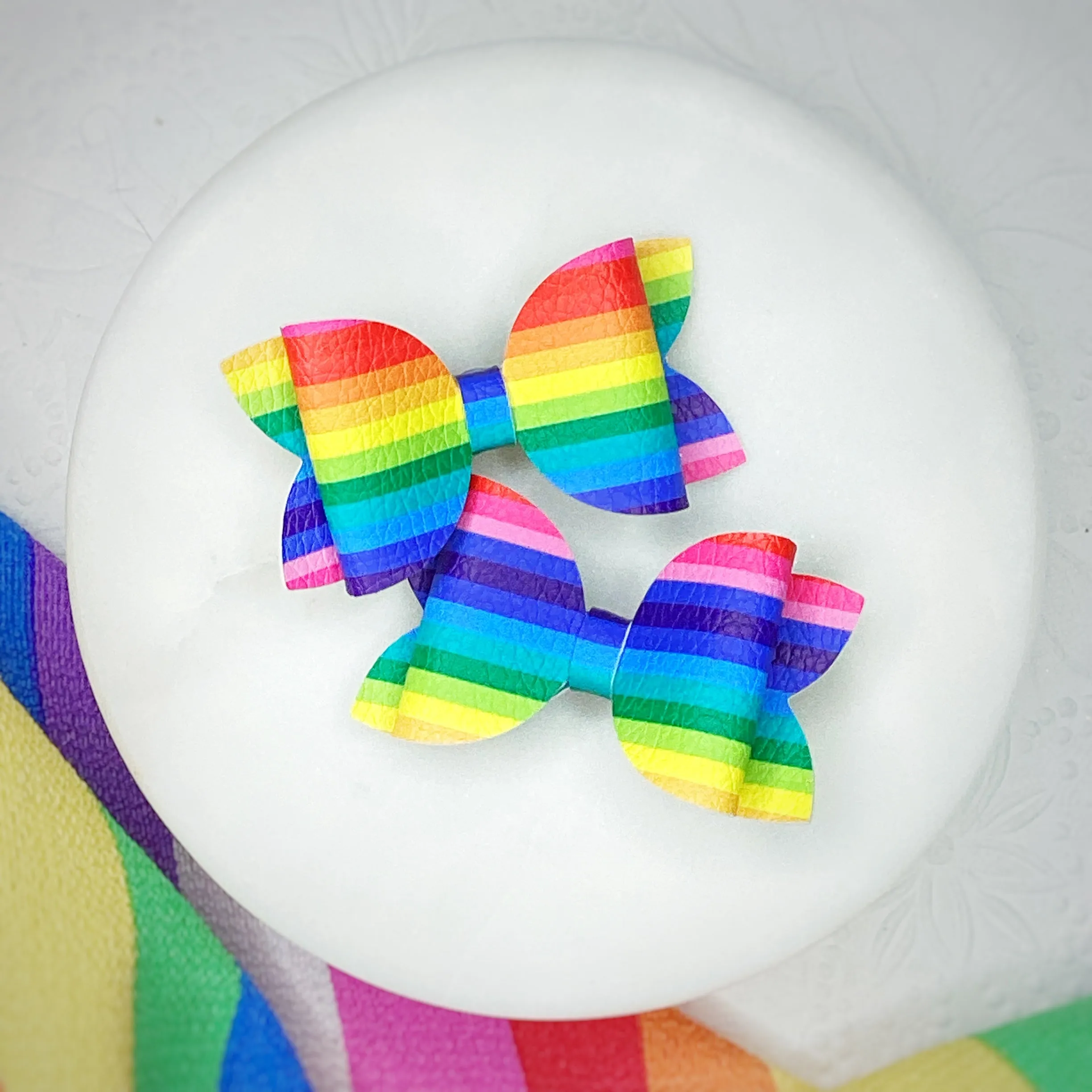 Rainbow Stripe Riley Pigtail Bow