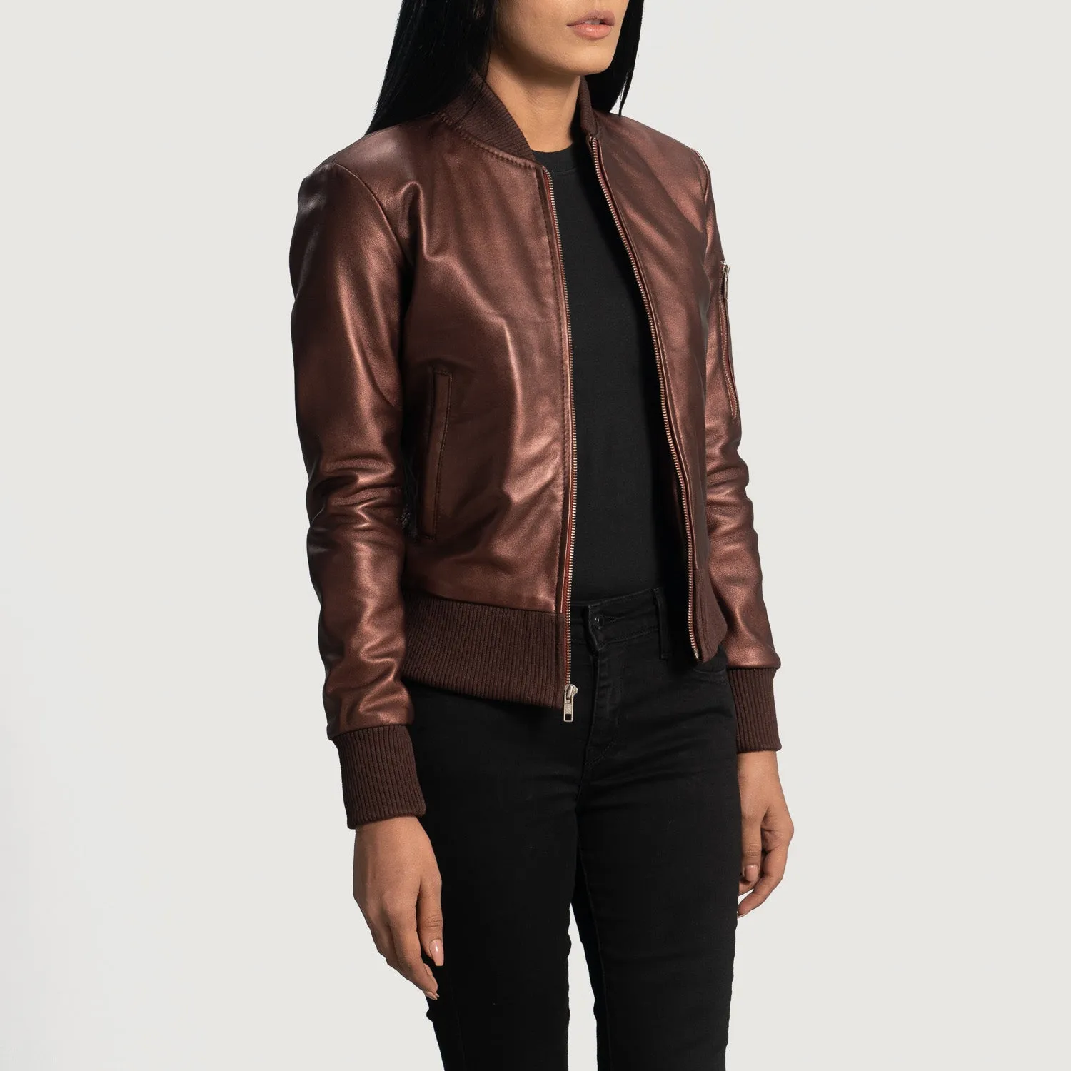 Ray MaroonLeather Bomber Jacket