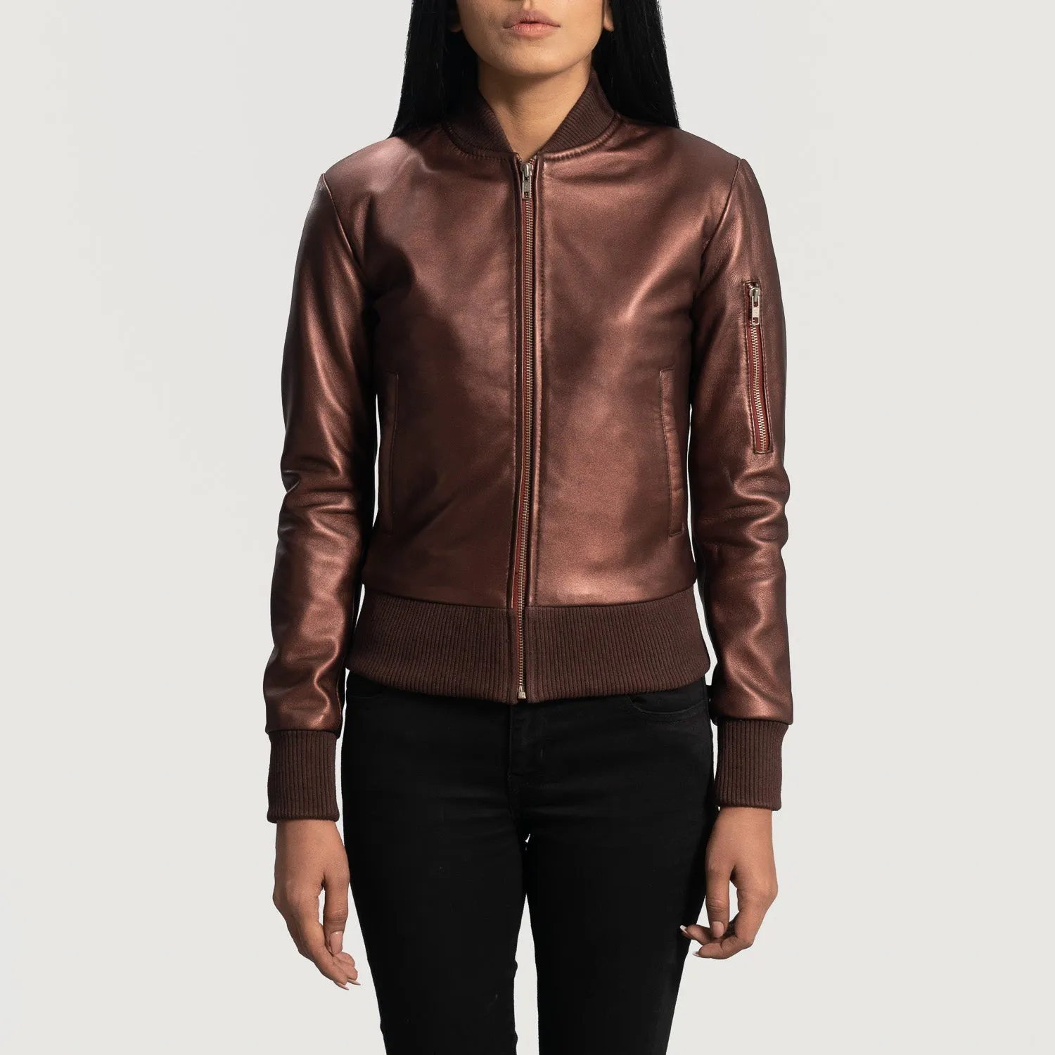 Ray MaroonLeather Bomber Jacket