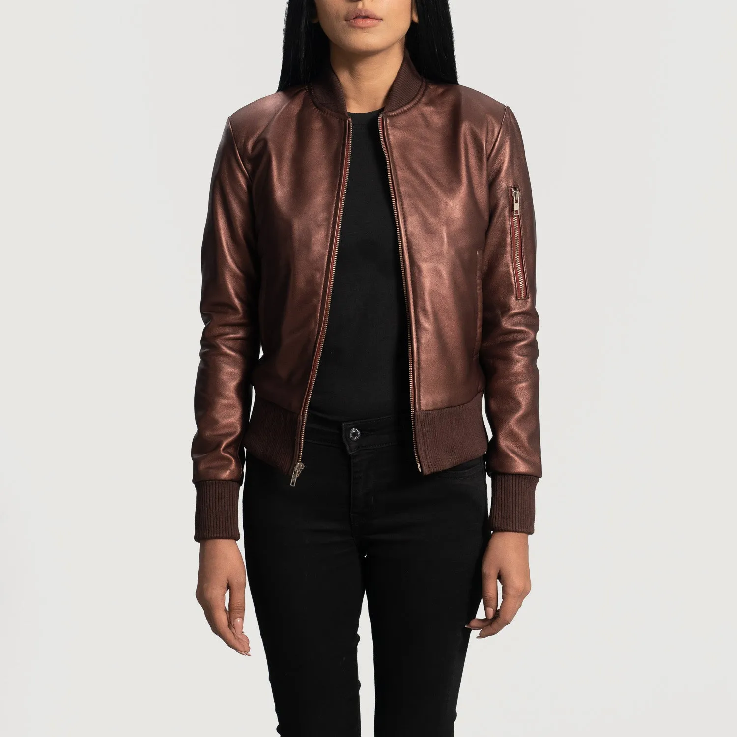 Ray MaroonLeather Bomber Jacket