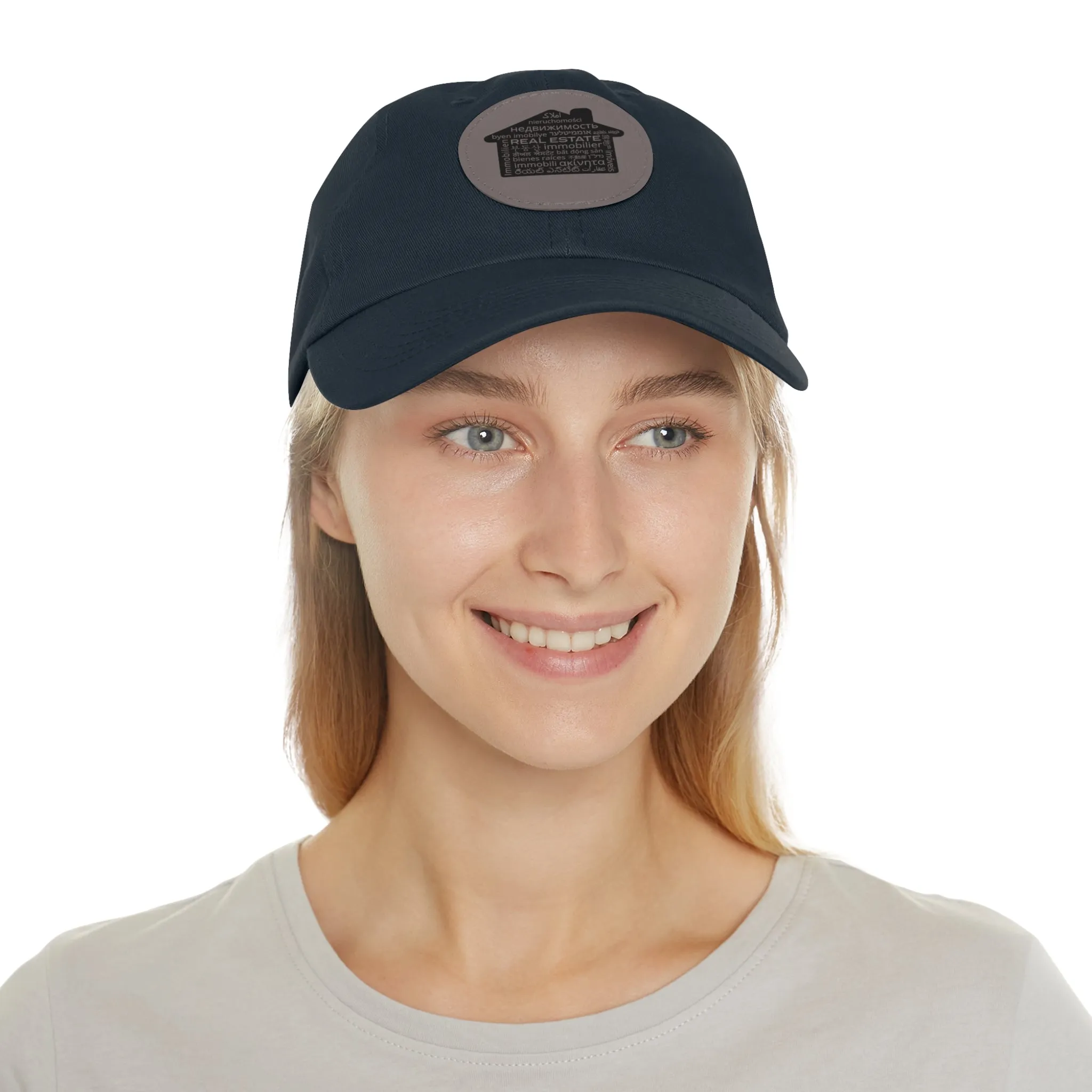 Real Estate Translated Dad Hat with Leather Patch (Round)