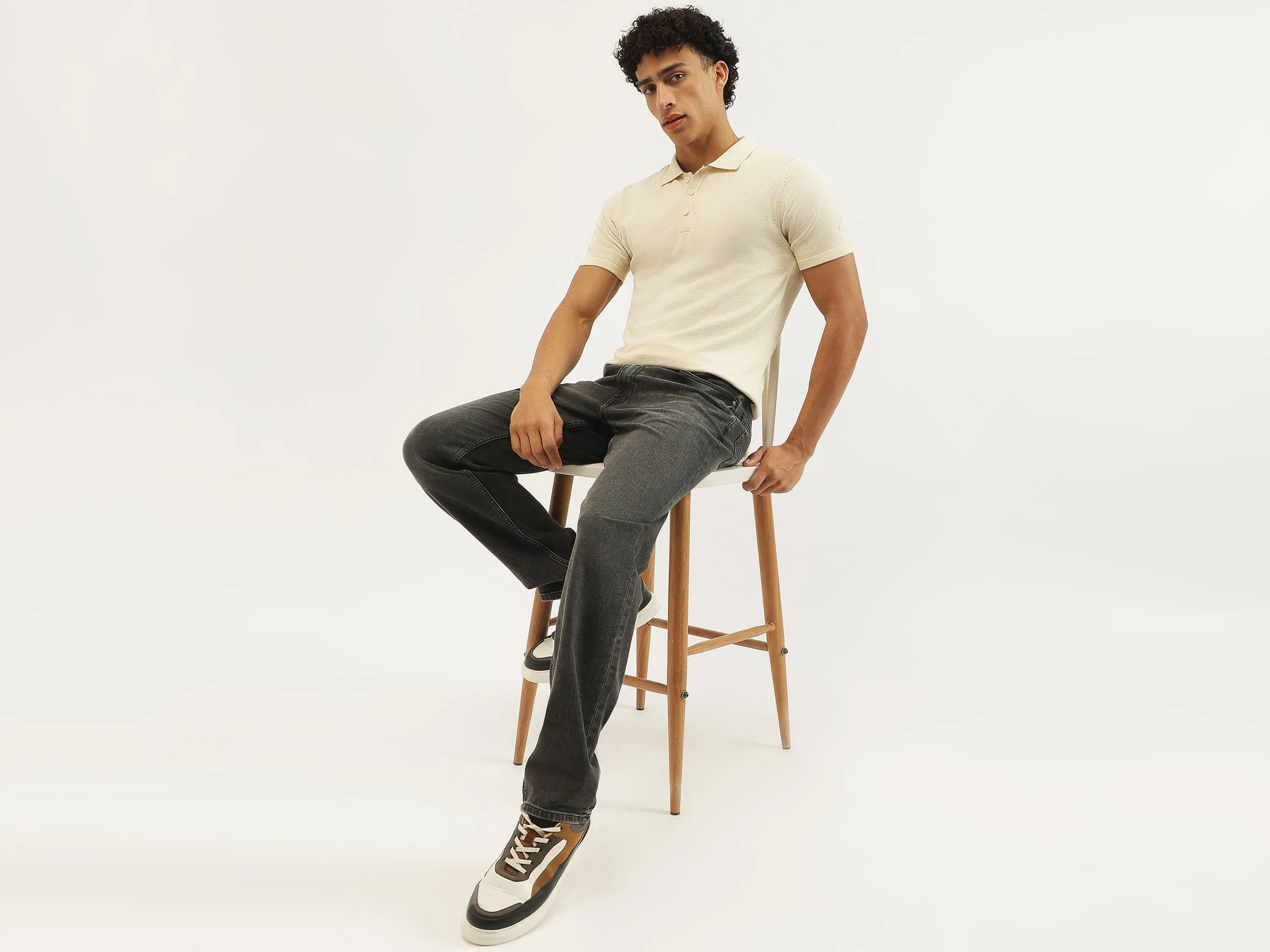 Regular Fit Polo Neck Solid T-shirt