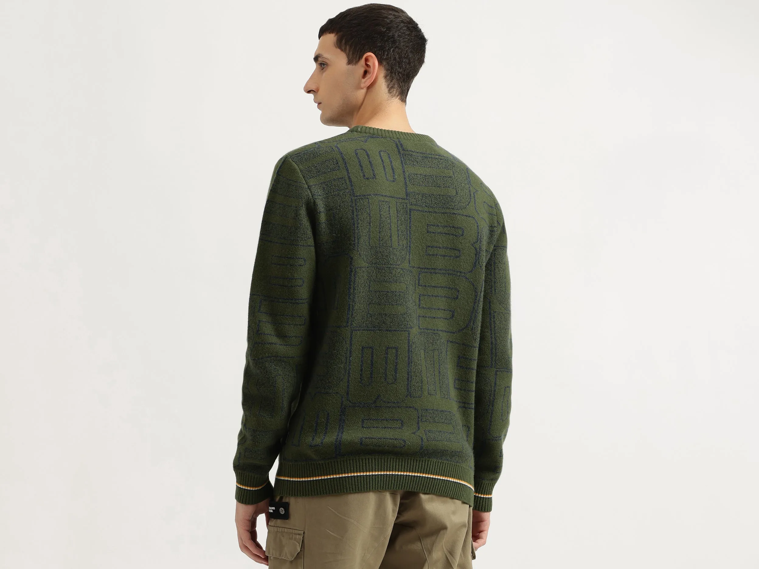 Regular Fit Round Neck Typography Sweater