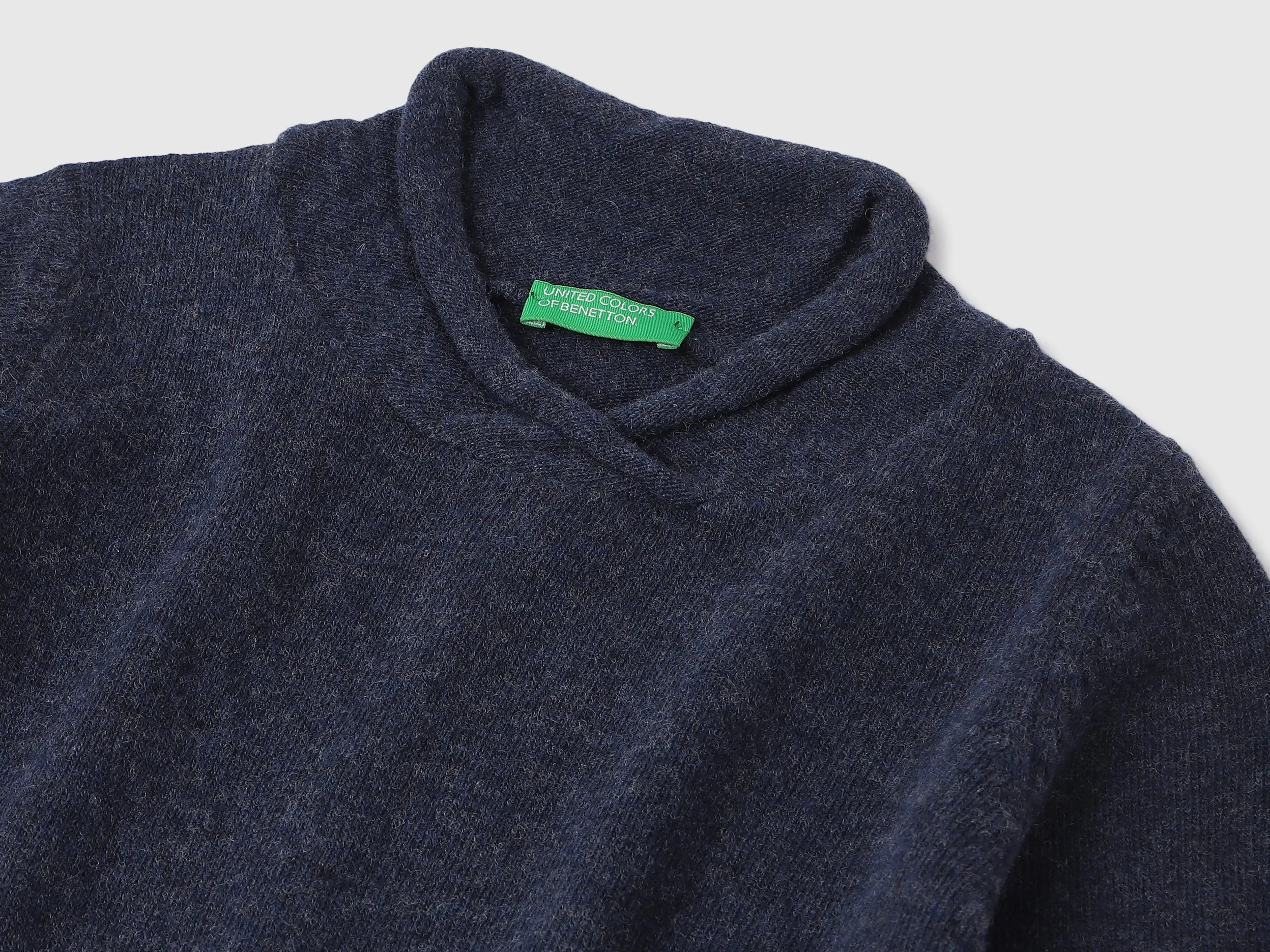Regular Fit Shawl Neck Textured Sweater