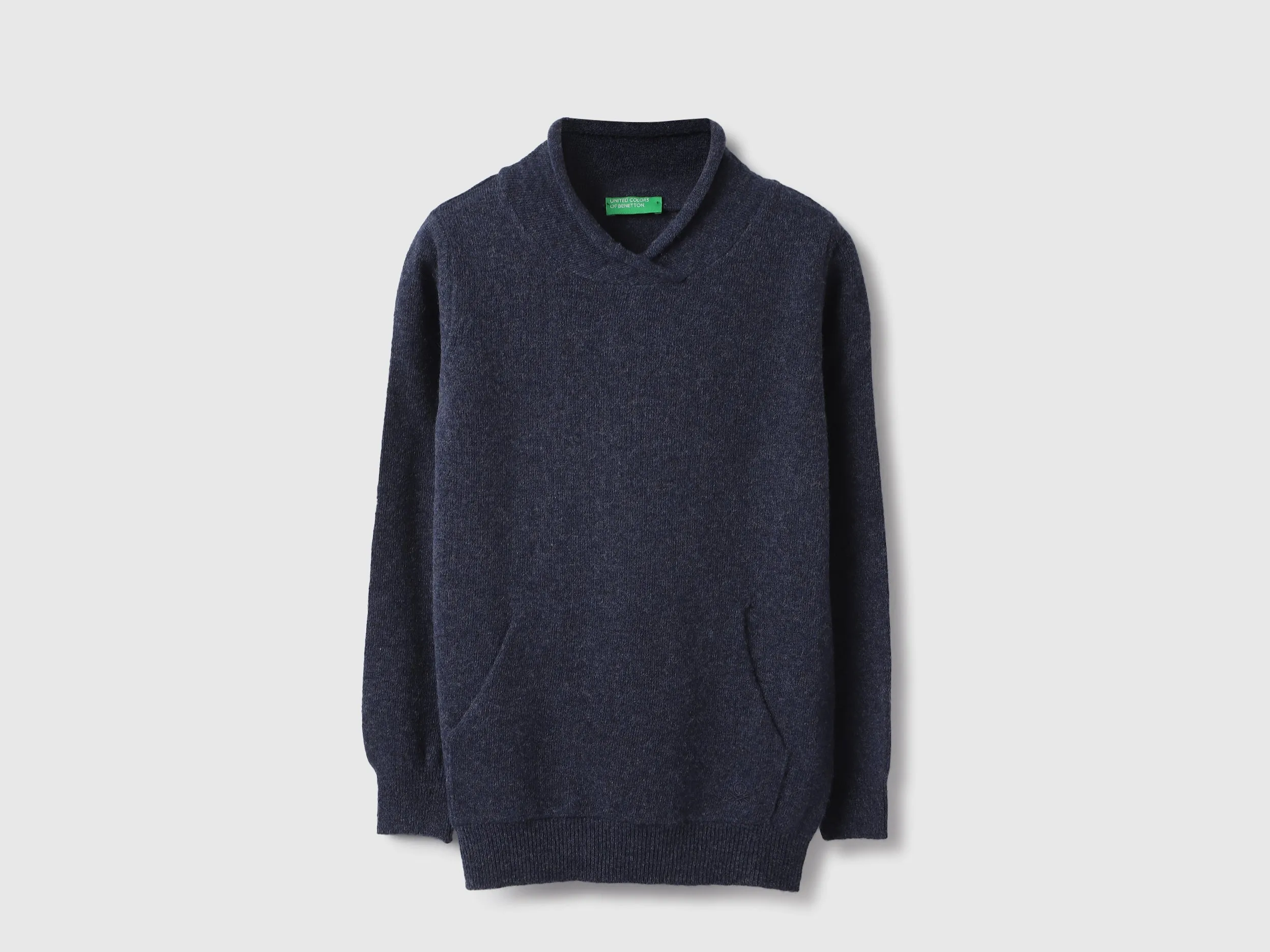 Regular Fit Shawl Neck Textured Sweater