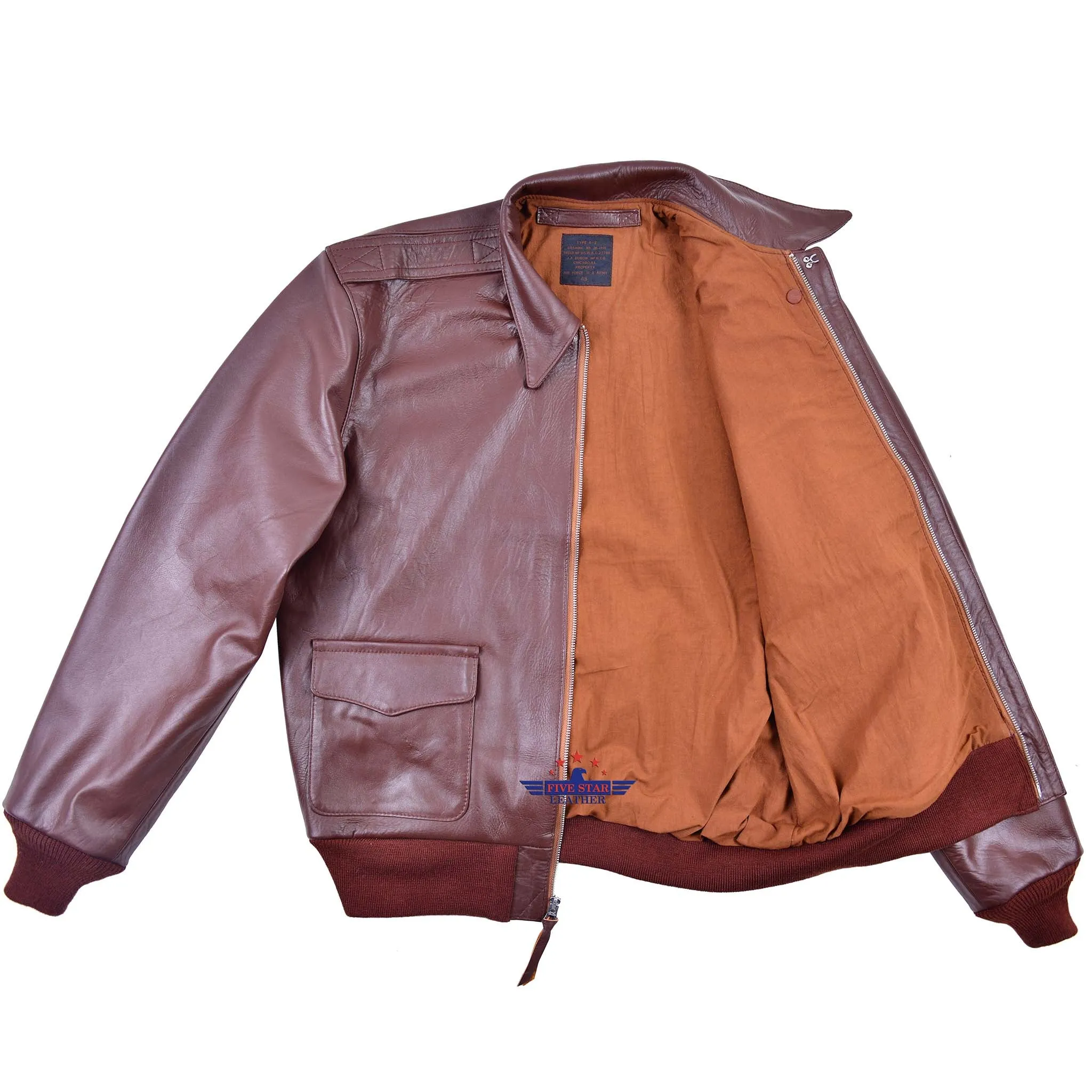 Repro A2 J. A. Dubow Mfg Co Contract 27798 Horsehide Reddish Brown Leather Flight Jacket