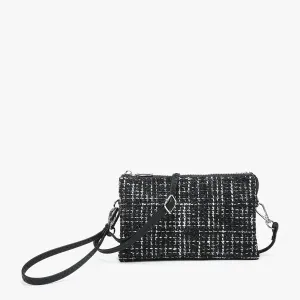 Riley Crossbody Wristlet Tweed Black
