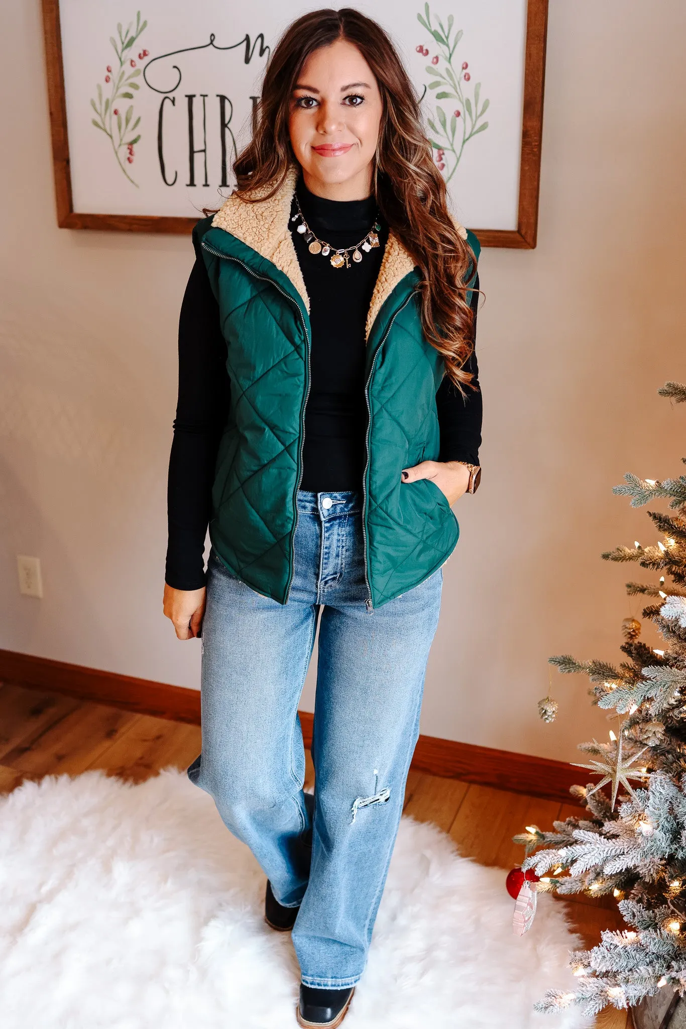 Rio Quilted Vest - Hunter Green