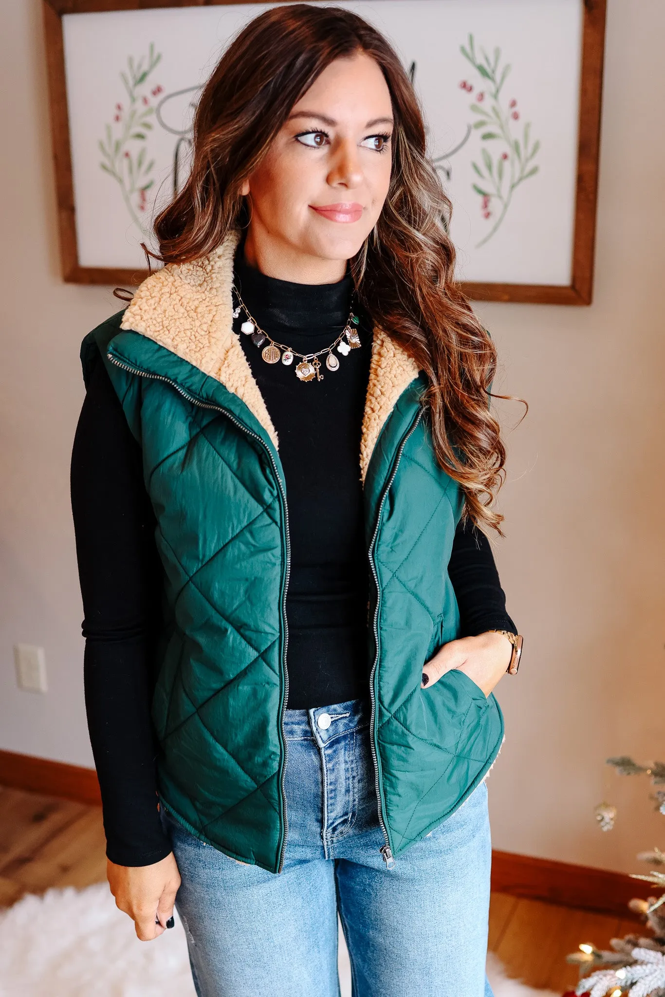 Rio Quilted Vest - Hunter Green