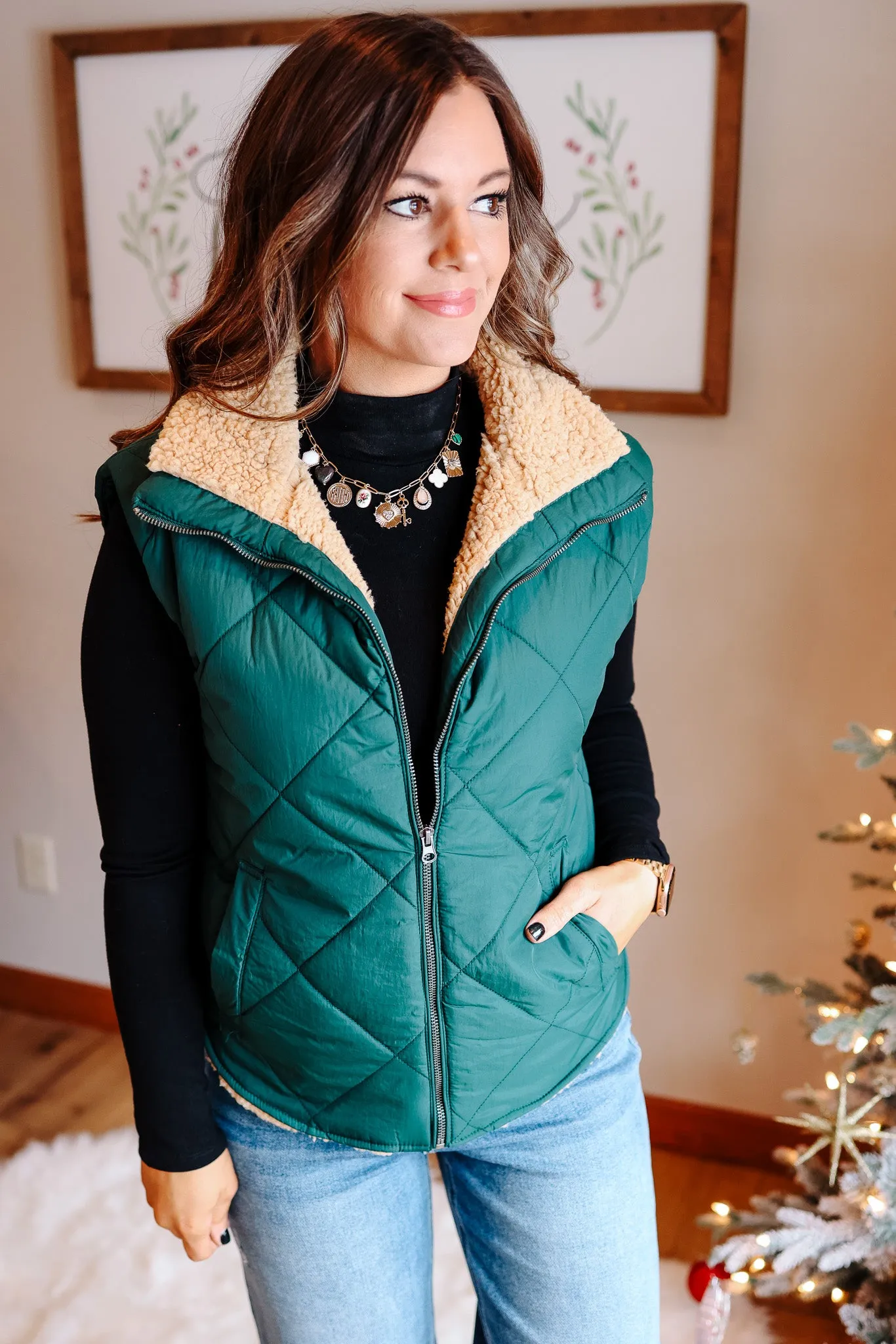 Rio Quilted Vest - Hunter Green