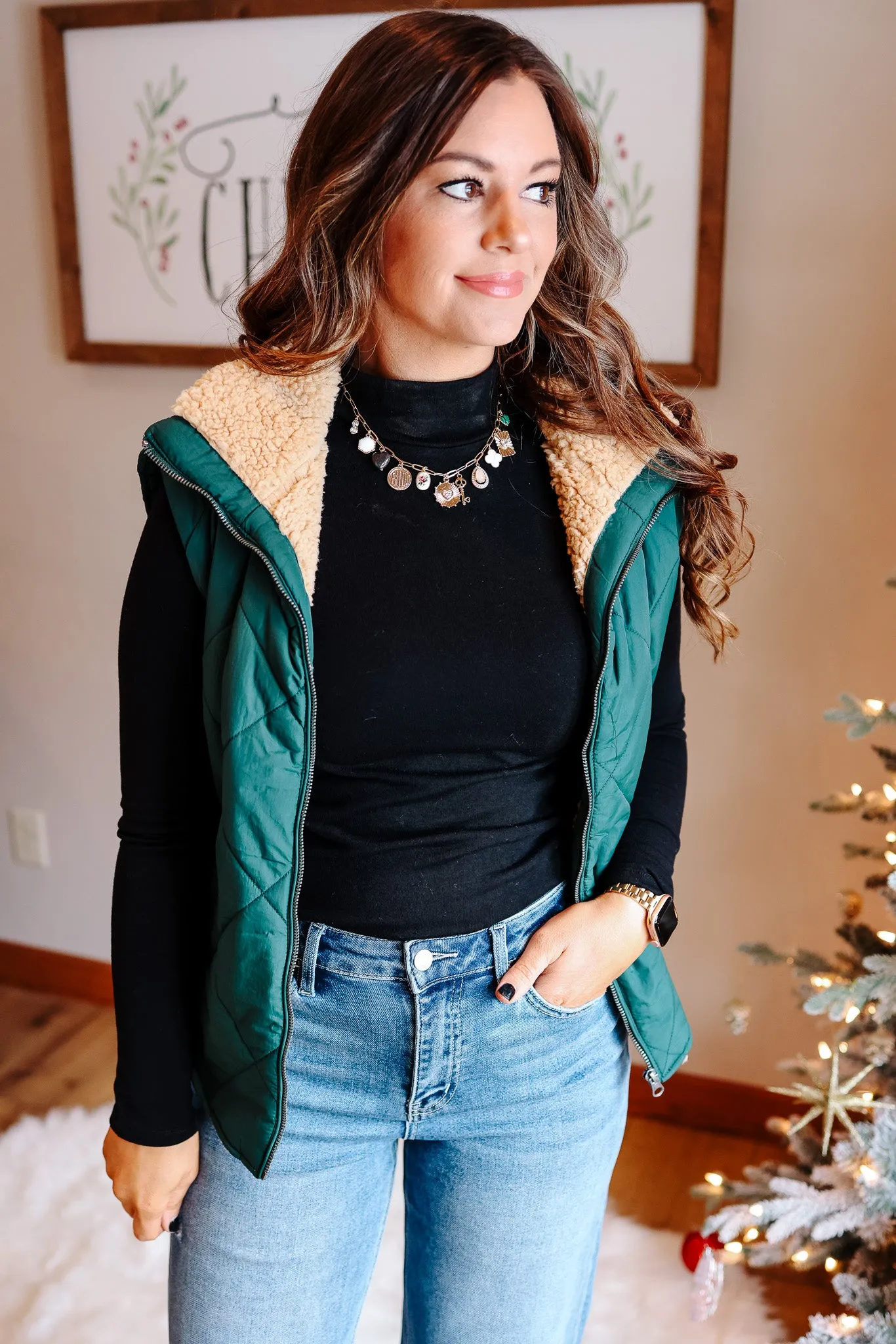 Rio Quilted Vest - Hunter Green
