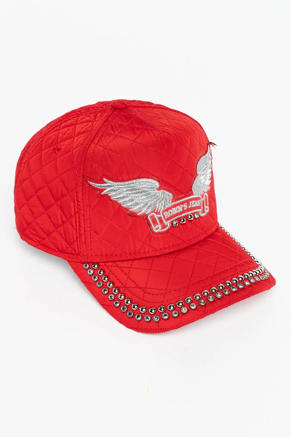 ROBINS  QUILTED CAP IN RED WITH EMBALISHMENT