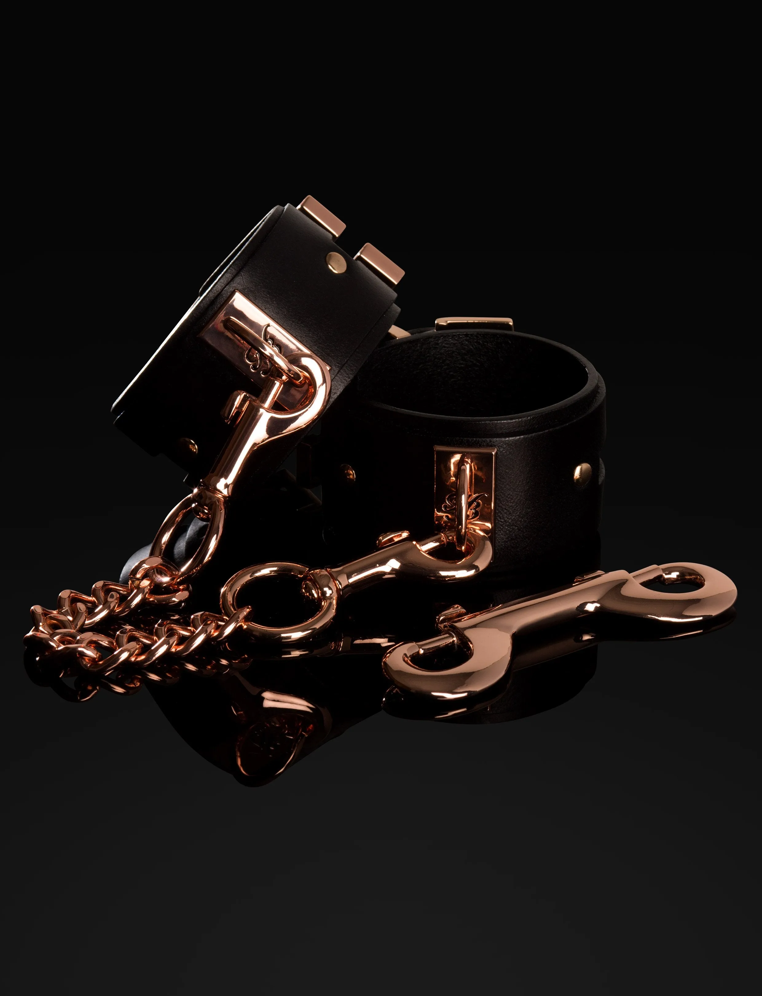 Rose Gold Leather Handcuffs