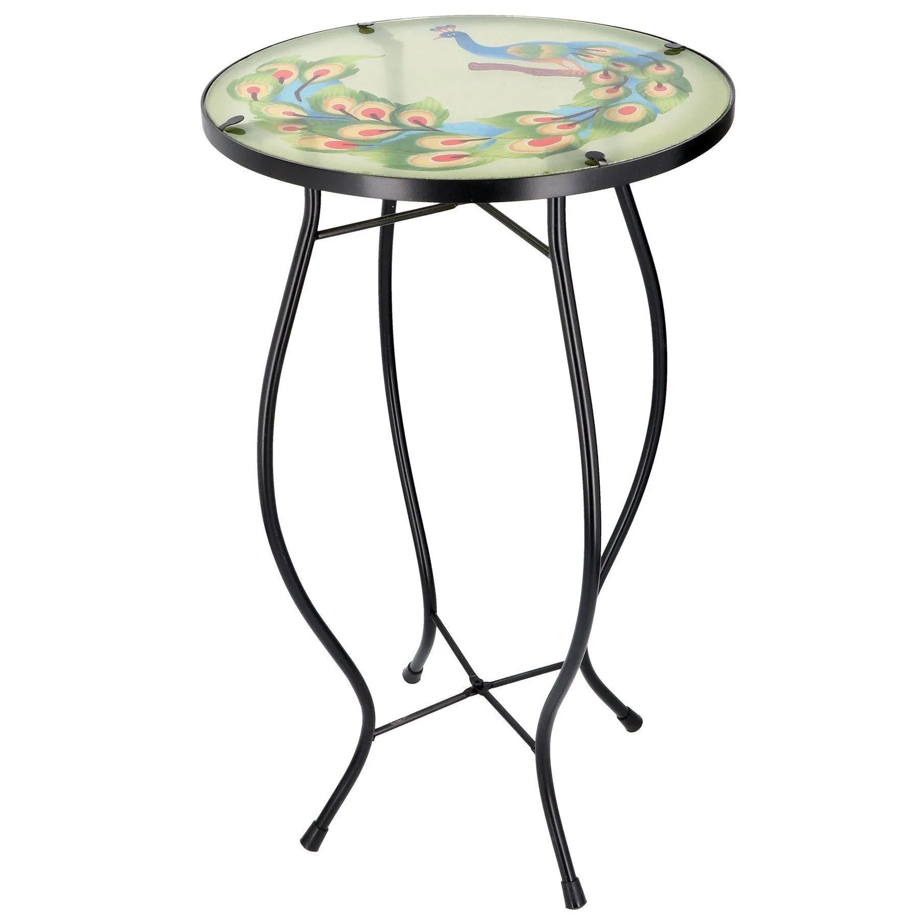Round Side Mosaic Table With Peacock Design