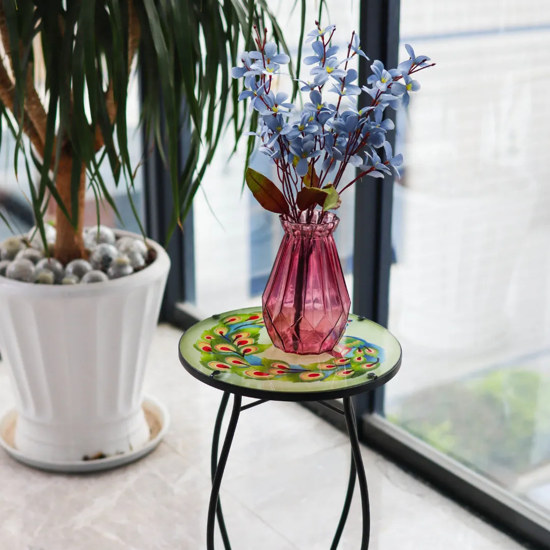Round Side Mosaic Table With Peacock Design
