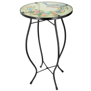 Round Side Mosaic Table With Peacock Design