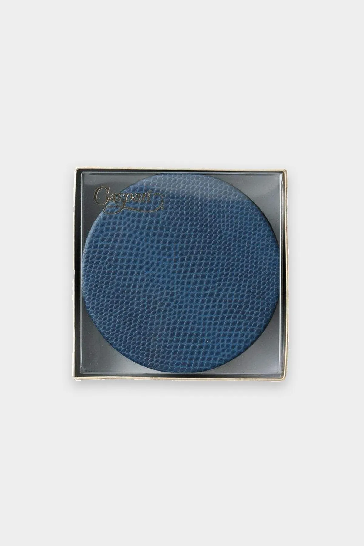 Round Snakeskin Felt-Backed Coasters in Navy Blue - 8 Per Box